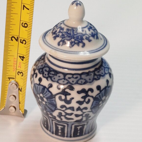 Other - Cutie Ootie Mini Vase & Lid Urn Blue & White Home Decor Miniature Trinket Jar